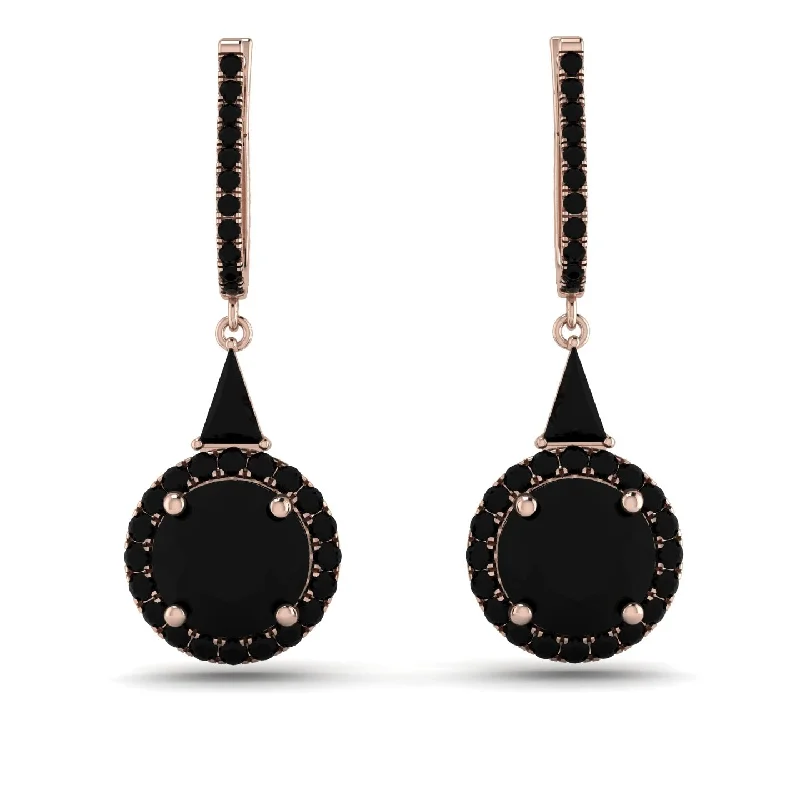 classic gold earrings for women-Hidden Halo Black Diamond Earrings - Joanna No. 38