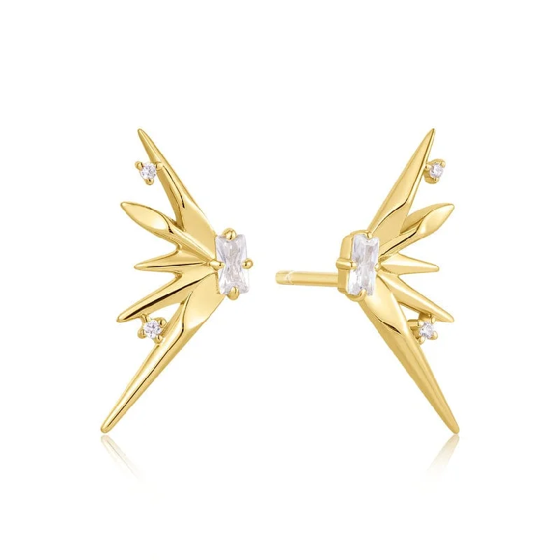 stunning gemstone drop earrings for women-Gold Statement Spike Stud Earrings