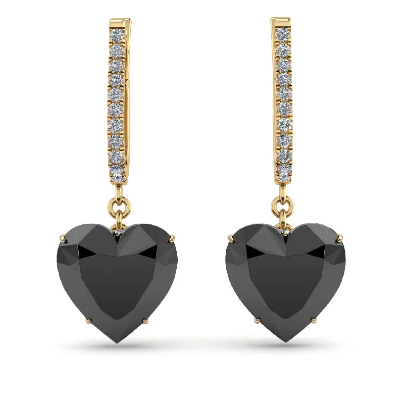 rose gold earrings for women-Heart Black Diamond Earrings - Noelle No. 7