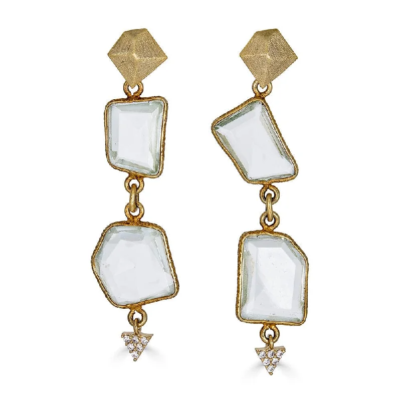 diamond drop earrings for women-Asymmetrical Quartz Earrings