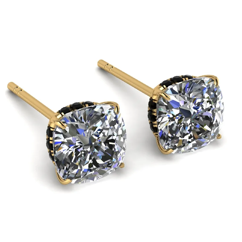 trendy drop earrings for women-Hidden Halo Cushion Diamond Earrings - Alivia No. 31