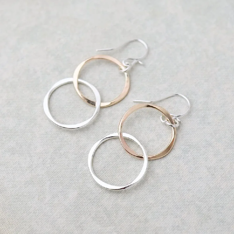 elegant dangle earrings for women-Married Link Earrings Sterling Silver & Gold Fill