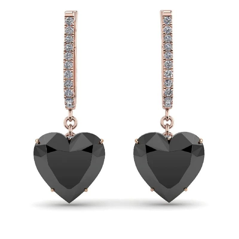 elegant earrings for women-Heart Black Diamond Earrings - Noelle No. 8