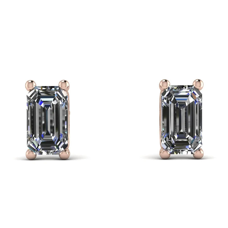 fashion earrings for women-Hidden Diamonds Emerald Cut Diamond Earrings - Angel No. 32