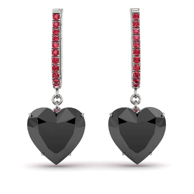 modern drop earrings for women-Heart Black Diamond Earrings - Noelle No. 54