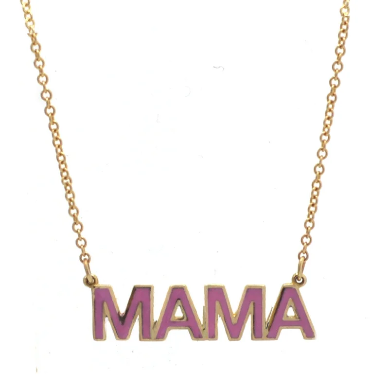 long chain necklaces for women-Enamel MAMA Nameplate Necklace