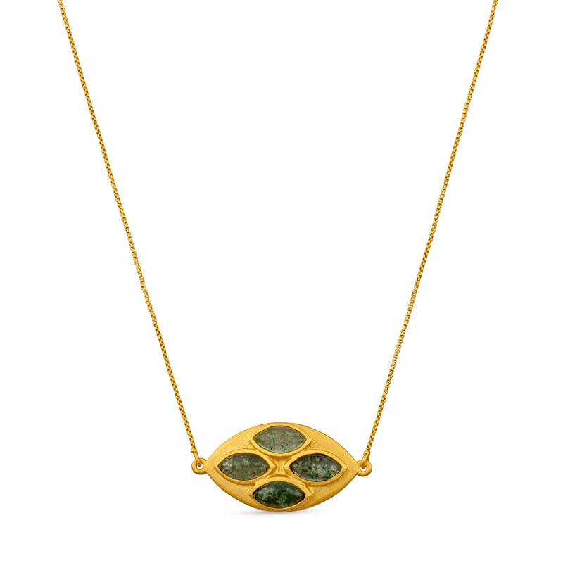 contemporary necklaces for women-Primrose Necklace - Green Strawberry Quartz