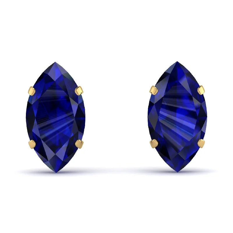 pearl stud earrings for women-Hidden Halo Marquise Sapphire Earrings - Journey No. 28