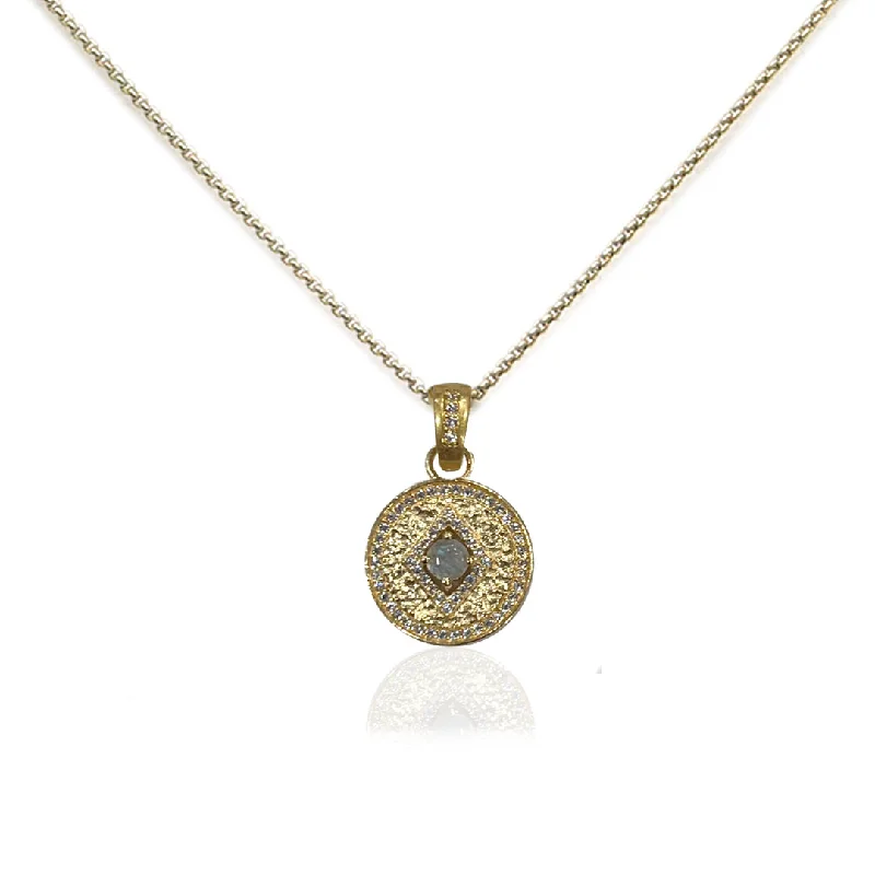 spiral pendant necklaces for women-GOLD LABRADORITE DISC NECKLACE