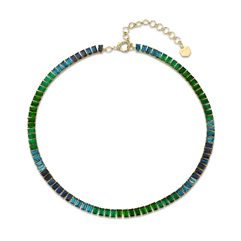 delicate charm necklaces for women-EMERALD OMBRE ETERNITY NECKLACE