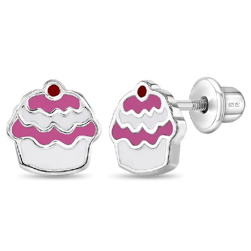 trendy hoop earrings for women-Yummy Cupcake Enamel Children's Earrings