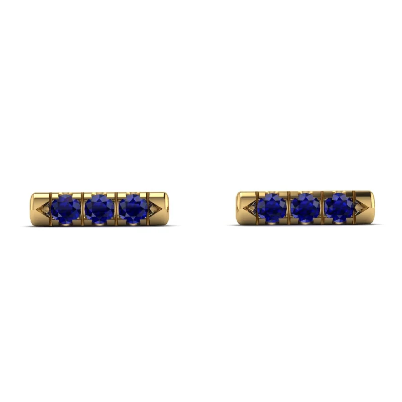 vintage drop earrings for women-3 Sapphires Stud Earrings - Mina No. 13