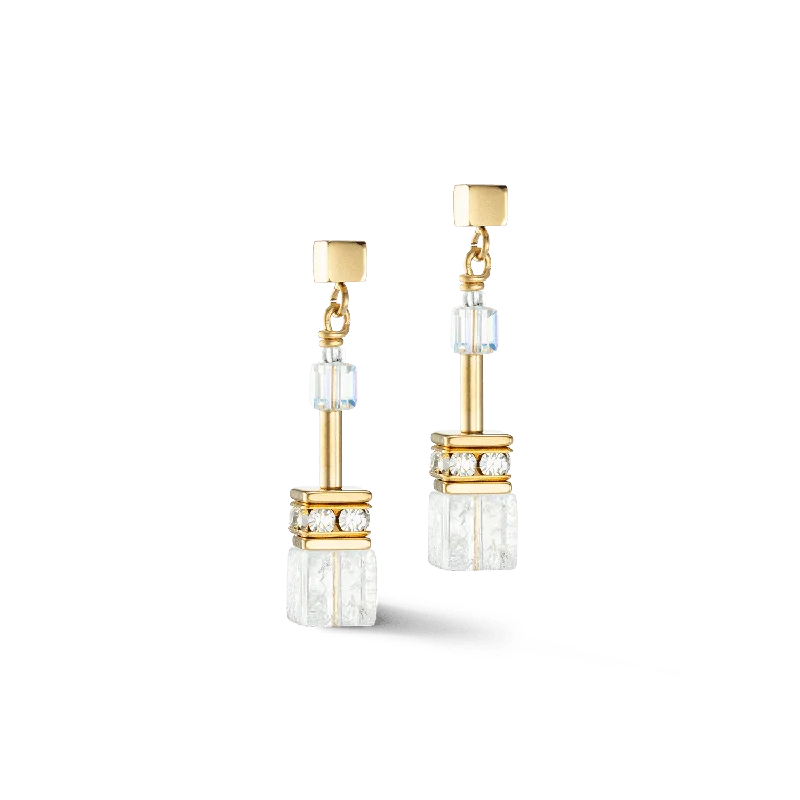 pearl earrings for women-White GeoCube Iconic Earrings