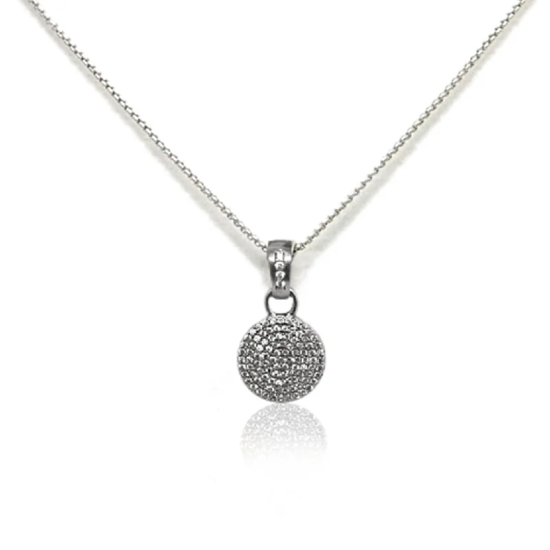 statement gemstone necklaces for women-VINTAGE SILVER PAVE DISC NECKLACE