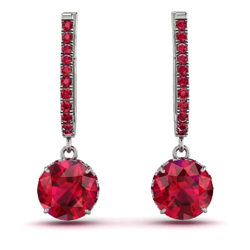 oversized drop earrings for women-Ruby Dangle Earrings With Hidden Halo - Adaline No. 57