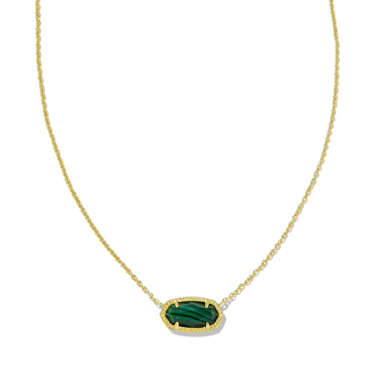 short chain necklaces for women-Kendra Scott | Elisa Gold Pendant Necklace in Green Malachite