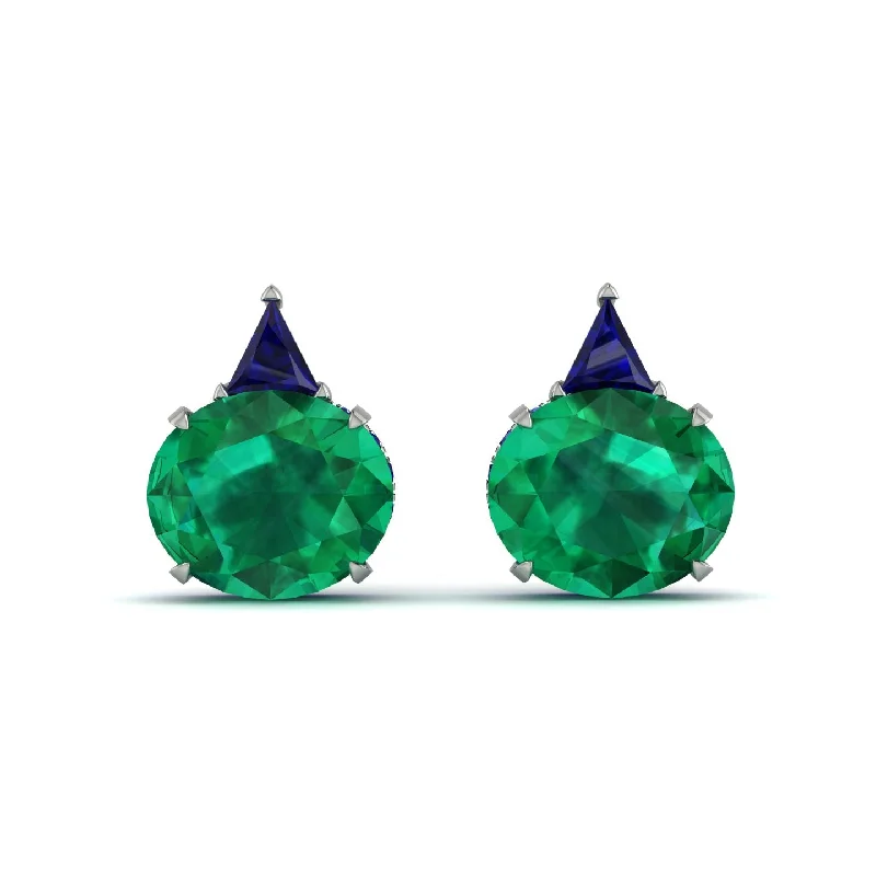 beautiful earrings for women-Hidden Halo Emerald Earrings - Rosalie No. 66