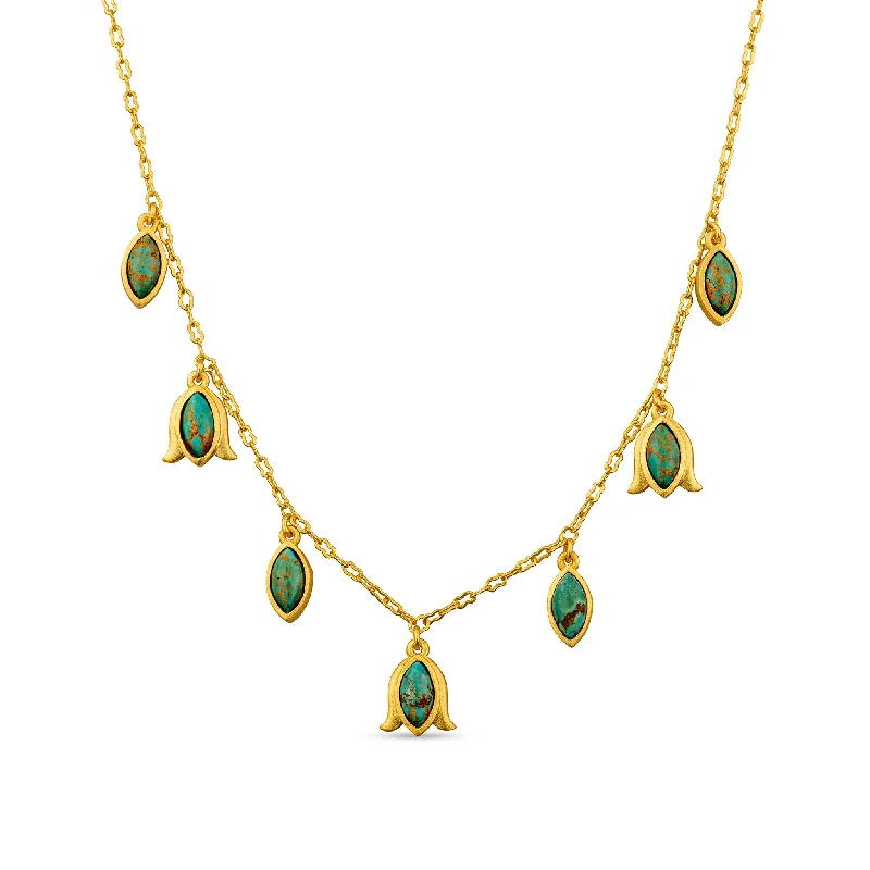 romantic necklaces for women-Verona Tulip Necklace - Turquoise