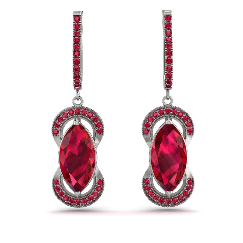 statement stud earrings for women-Marquise Vintage Ruby Earrings - Marley No. 57