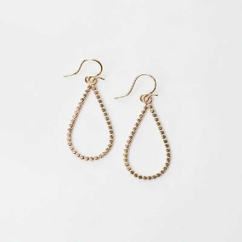 classic hoop earrings for women-Gold Filled Smashed Bead Teardrop Earrings