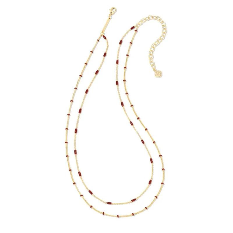 delicate gold necklaces for women-Kendra Scott | Dottie Multi Strand Necklace in Burgundy