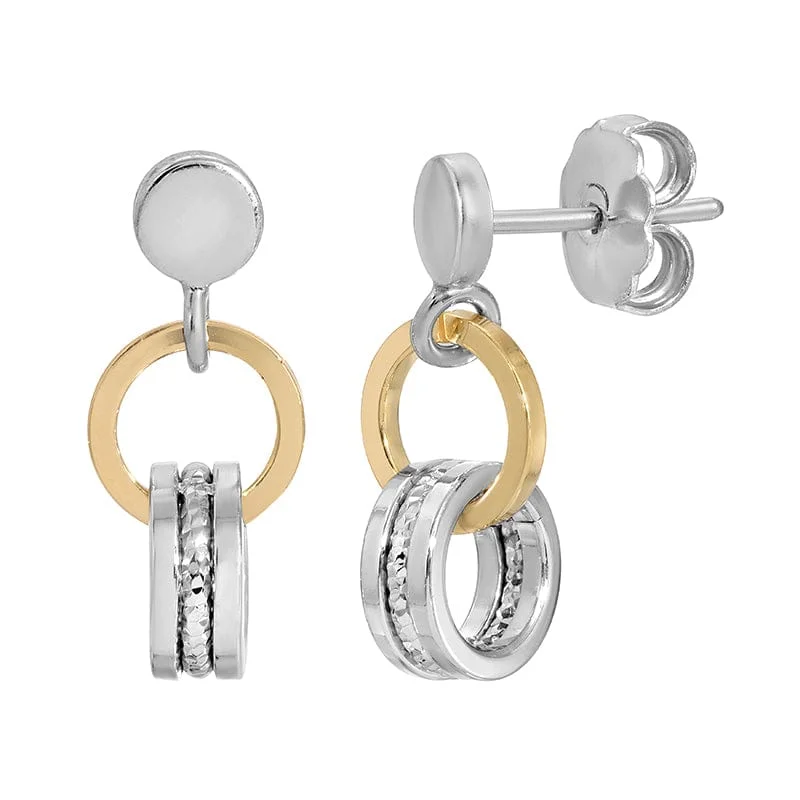 vintage diamond earrings for women-Sterling Silver & Gold Plated Barrel Earrings