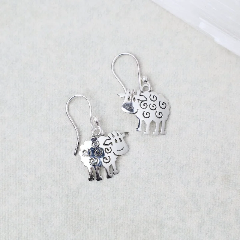 pearl earrings for women-Sterling Silver Sheep Earrings