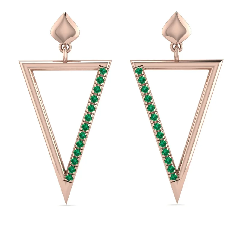 affordable diamond earrings for women-Triangle Emerald Stud Earrings - Amiyah No. 5