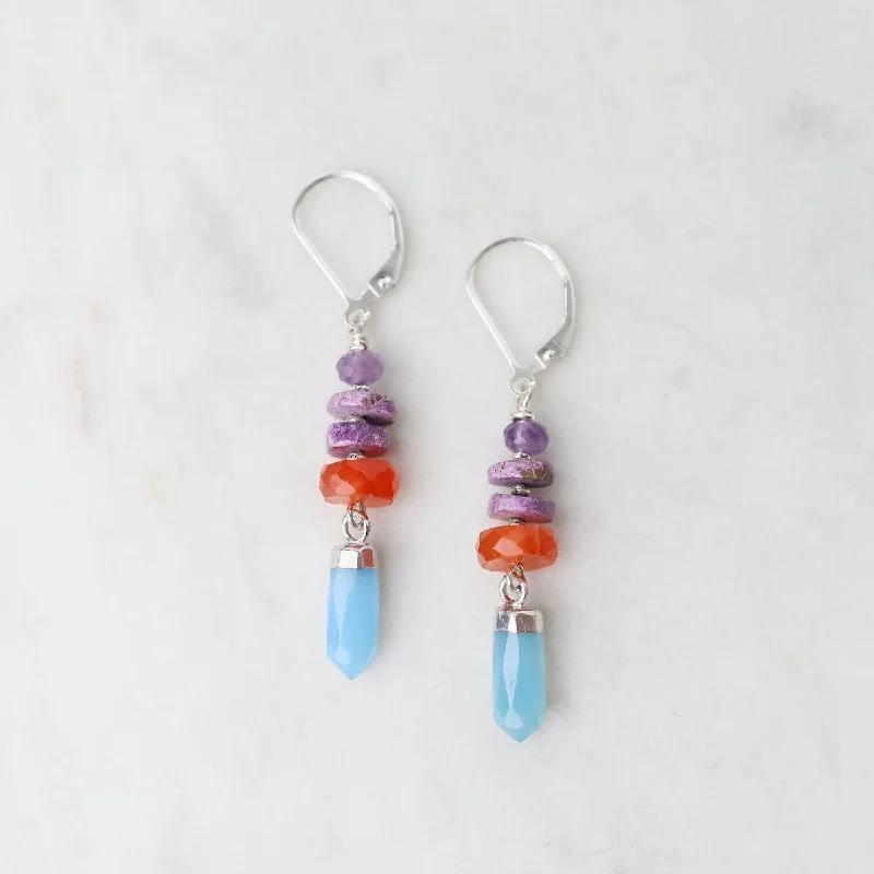 elegant dangle earrings for women-Chalcedony Point Earrings