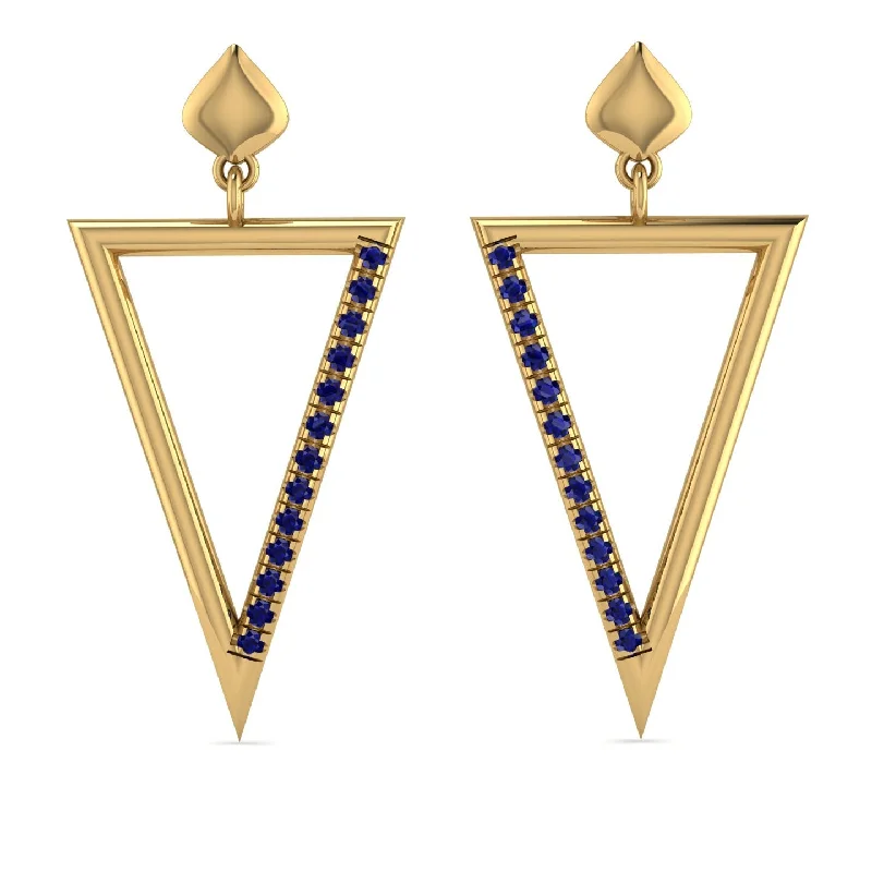 chic pearl earrings for women-Triangle Sapphire Stud Earrings - Amiyah No. 13