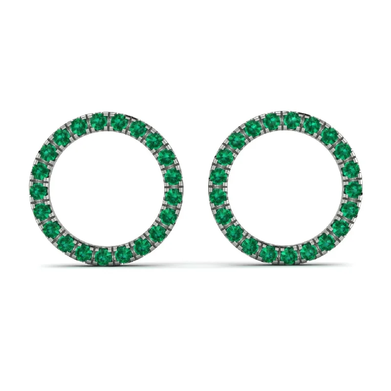 dainty hoop earrings for women-Circle Stud Emerald Earring - Lucille No. 6