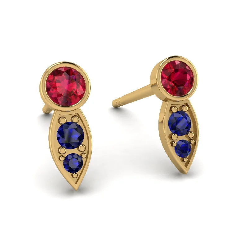 silver hoop earrings for women-Bezel Ruby Earrings In Pear Shaped - Aniya No. 70