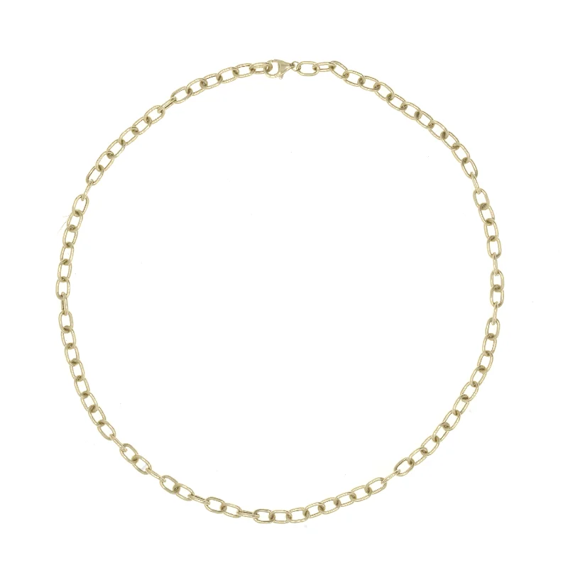 delicate necklaces for women-Heavy Hollow Italian 14k Gold Link Necklace