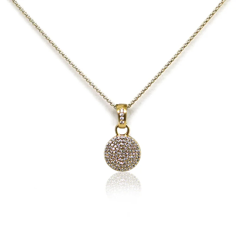 artistic pendant necklaces for women-GOLD PAVE DISC NECKLACE