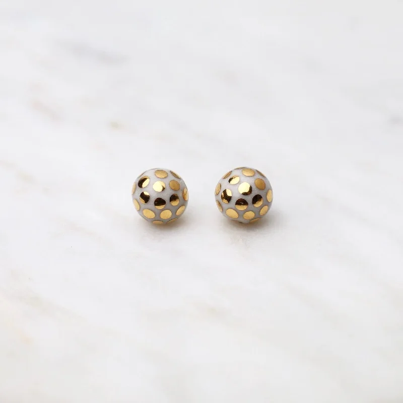 silver and gold earrings for women-White Ladybug Stud Earrings