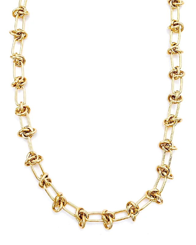 pearl necklaces for women-Chrishelle Gold Knot Chain Necklace