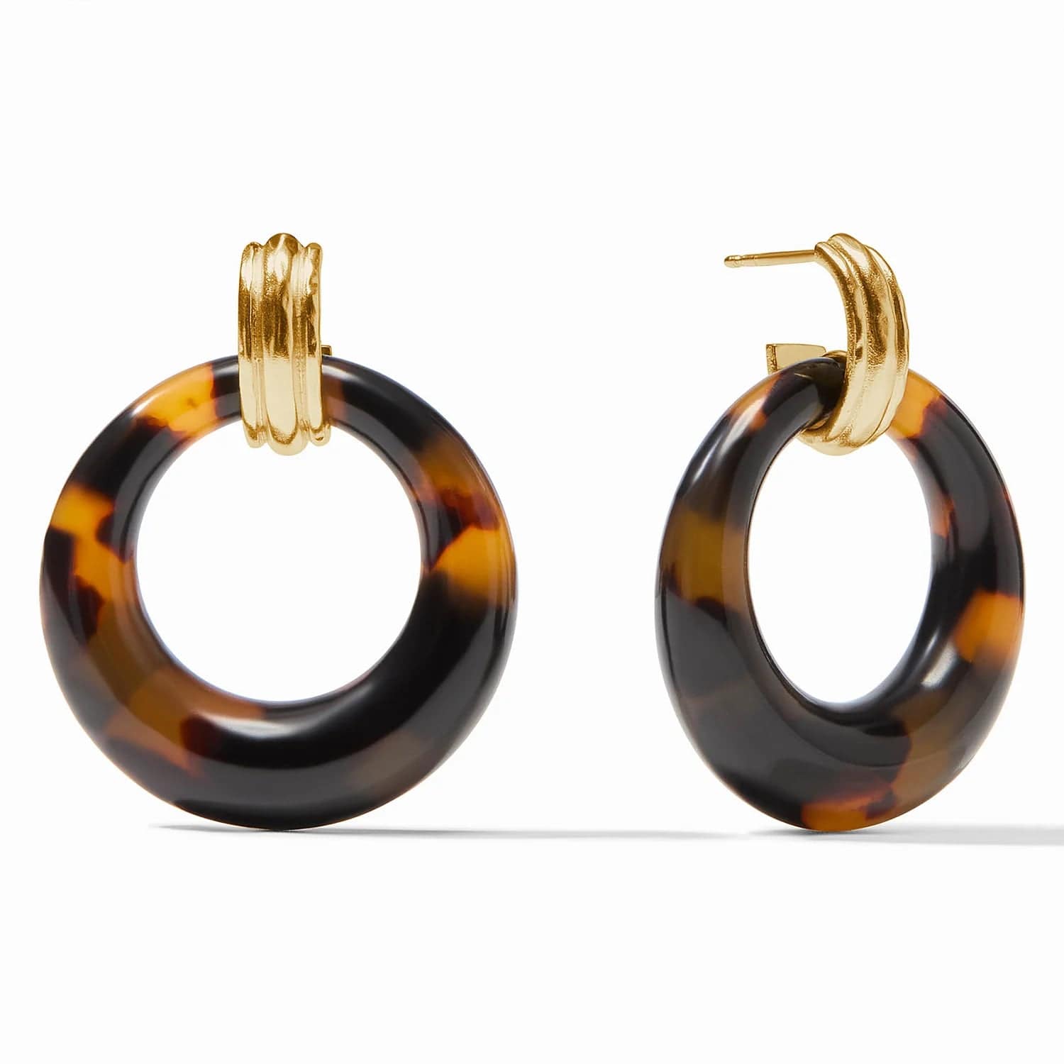 small earrings for women-Madison Doorknocker Tortoiseshell Earrings