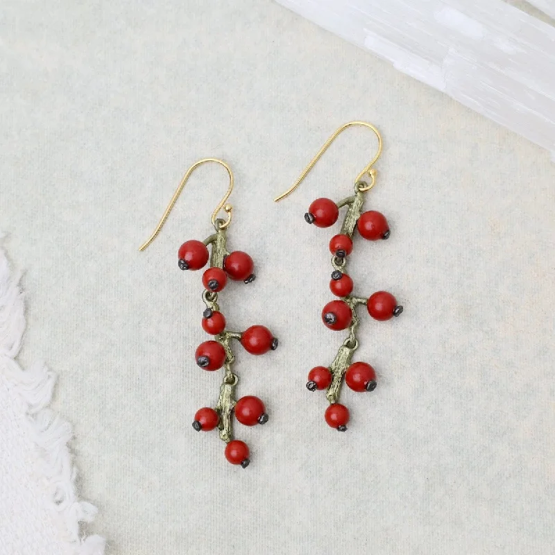 butterfly earrings for women-Winterberry Long Wire Earrings