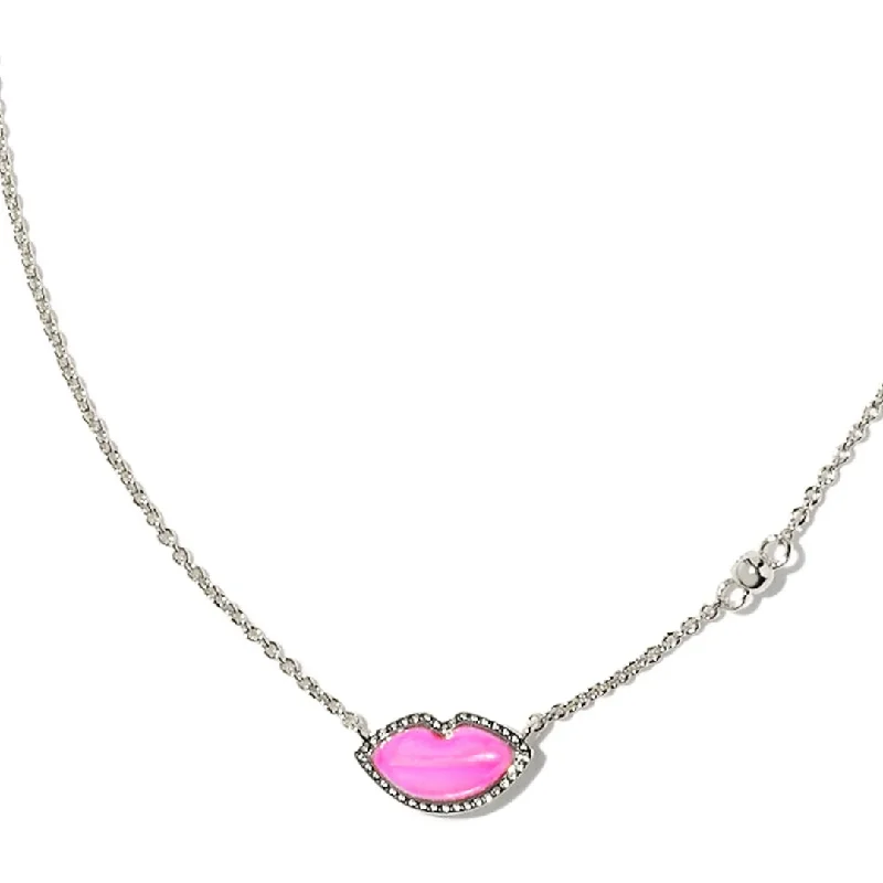 vintage coin necklaces for women-Kendra Scott | Lips Silver Pendant Necklace in Hot Pink Mother-of-Pearl