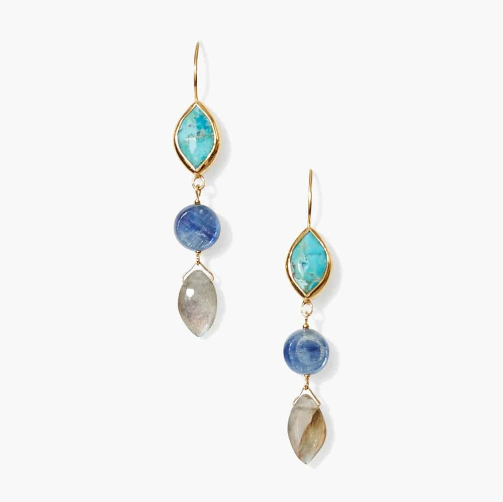 dainty silver drop earrings for women-Sabine Earrings in Turquoise Mix