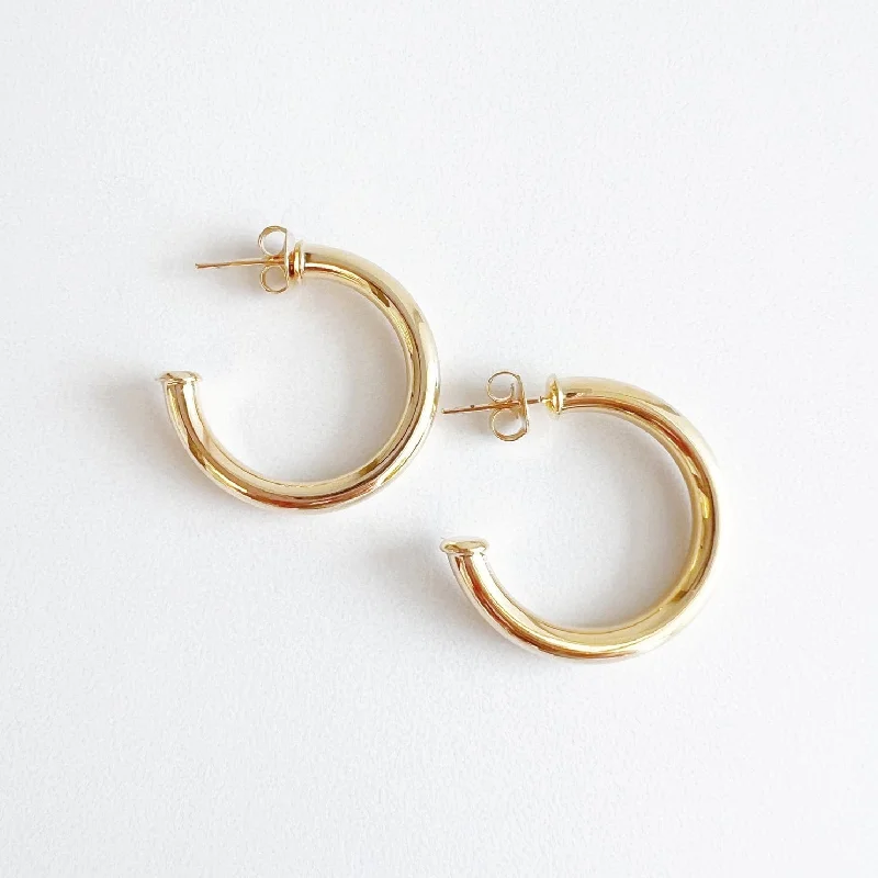 stunning stud earrings for women-Nova Tube Hoops Earrings Gold Filled - Medium