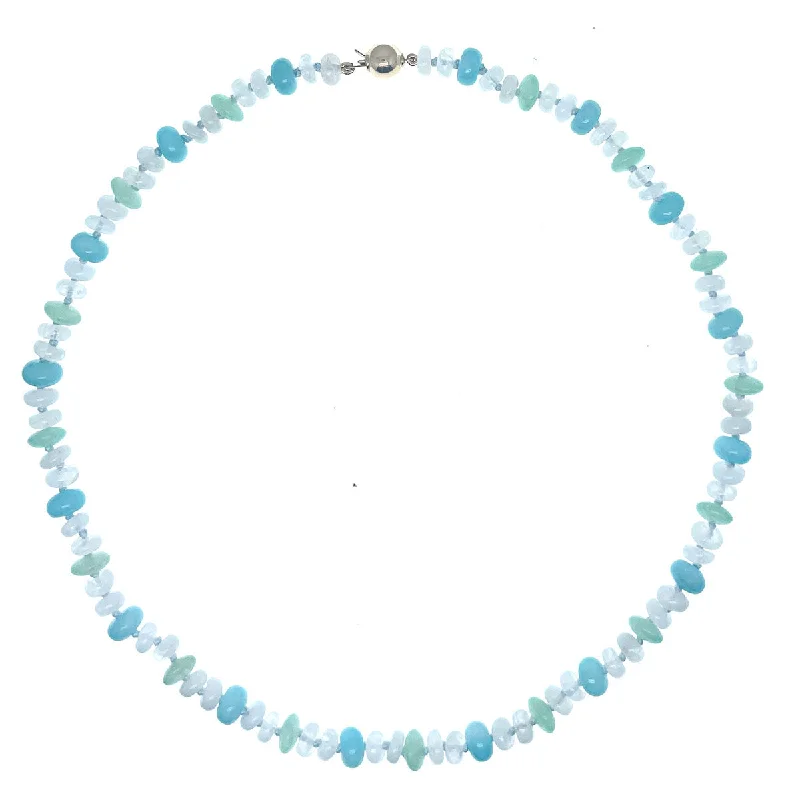 sapphire necklace sets for women-Beaded Moonstone, Amazonite and Aventurine Necklace