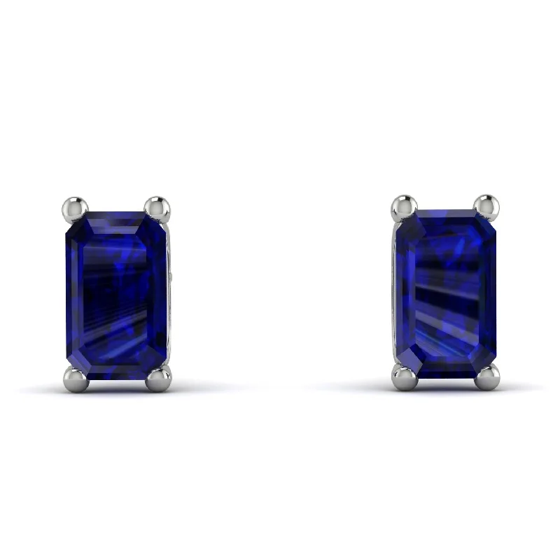 elegant drop earrings for women-Hidden Diamonds Emerald Cut Sapphire Earrings - Angel No. 15