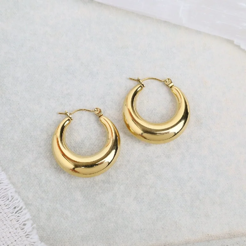 minimalistic gemstone earrings for women-The Moon Hoop Earrings