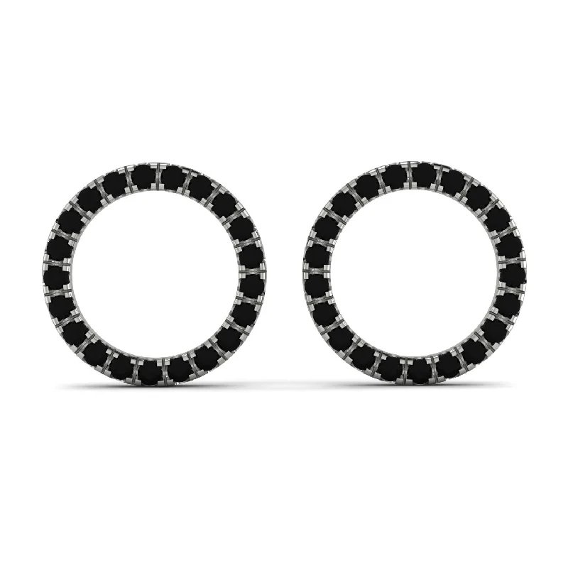 elegant gemstone earrings for women-Circle Stud Black Diamond Earring - Lucille No. 9