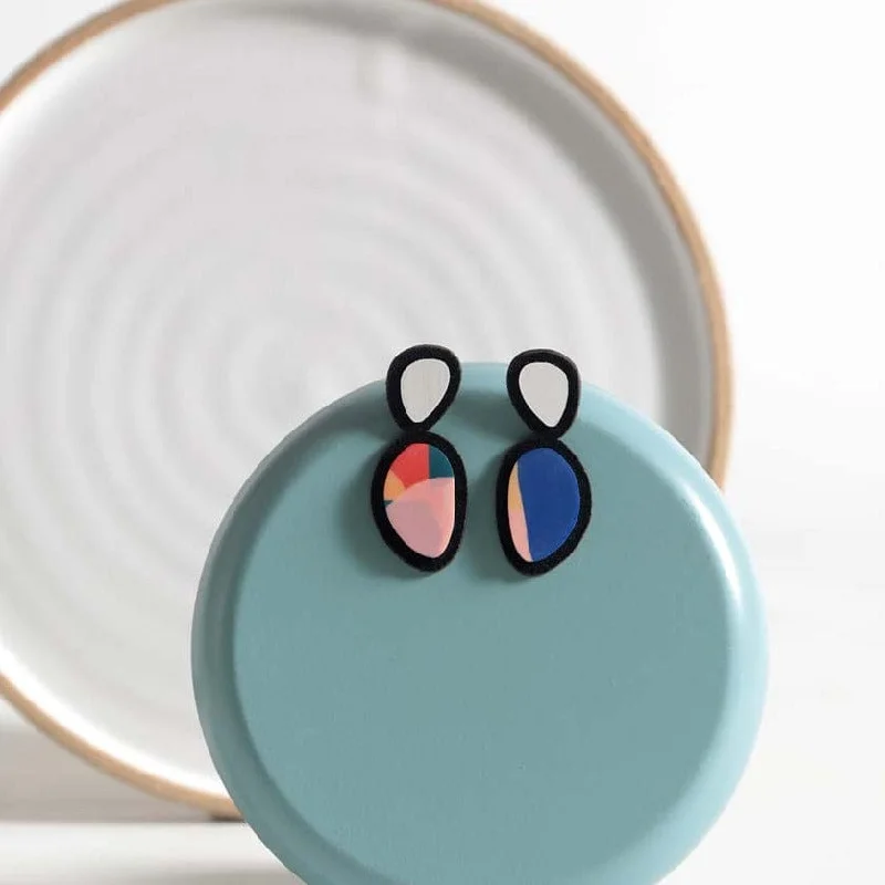 colorful earrings for women-Colorful Stone Earrings