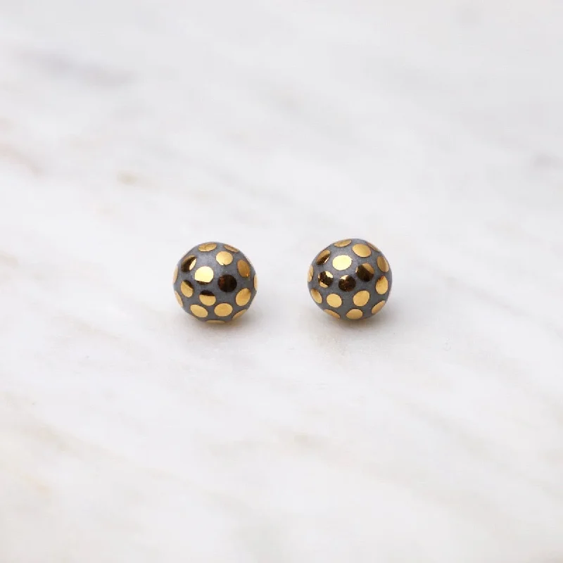 affordable earrings for women-Grey Ladybug Stud Earrings