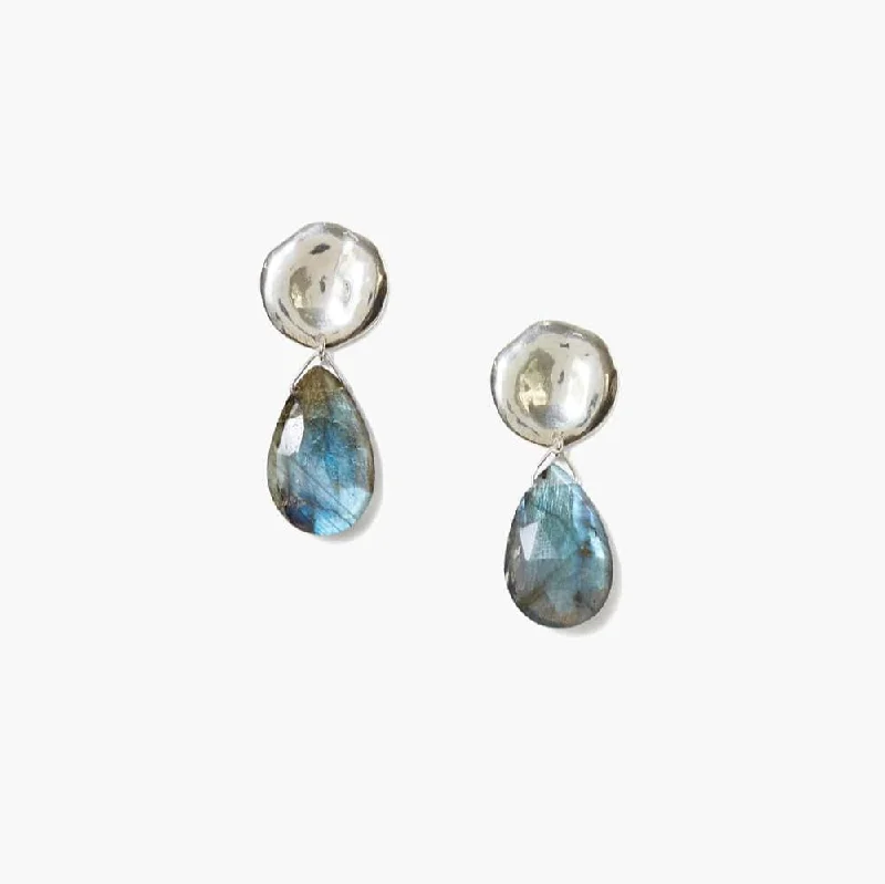 chic drop earrings for women-Yasmine Coin Drop Earrings in Labradorite