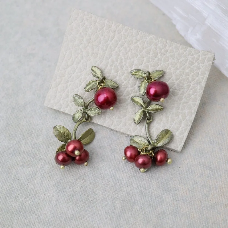 crystal stud earrings for women-Cranberry Dangle Post Earrings