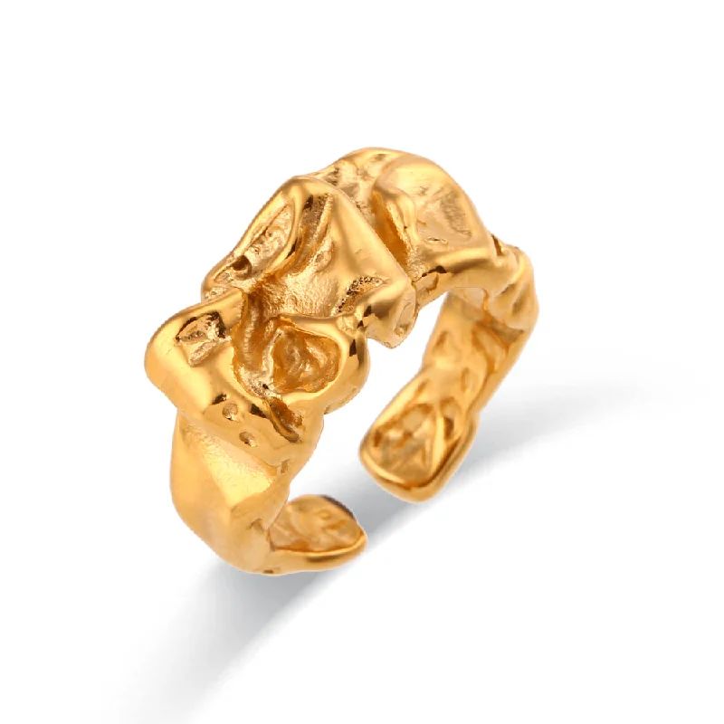 Irregular Tin Foil Open Ring-Gold